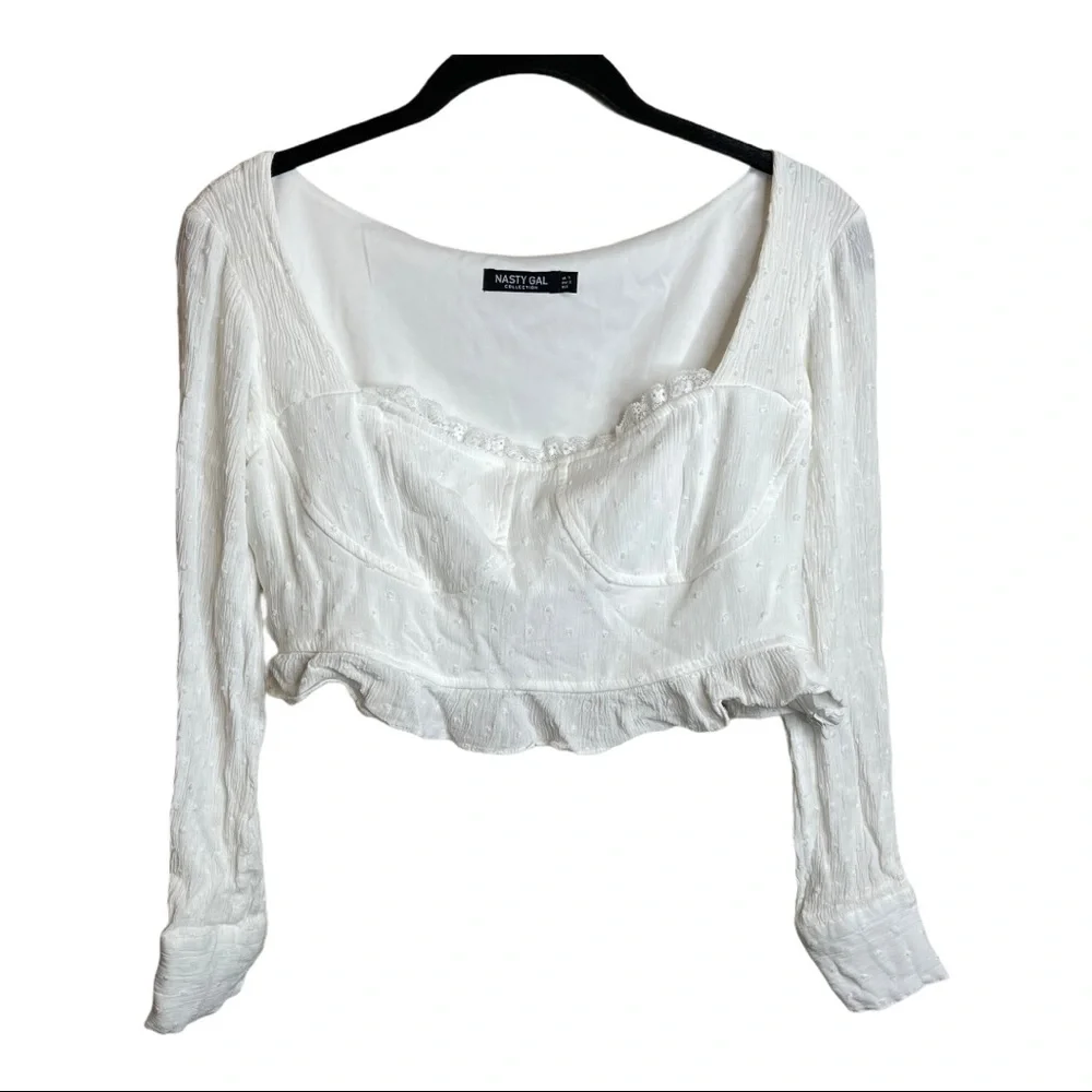 Nasty Gal Cupped Square Neck Textured Crop Top Size 6